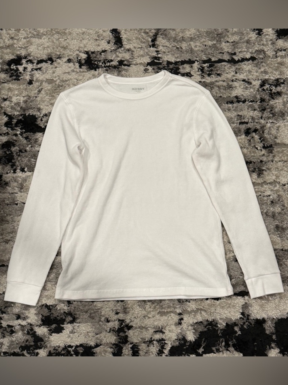 Old Navy White Long-Sleeve Waffle Crew Tee